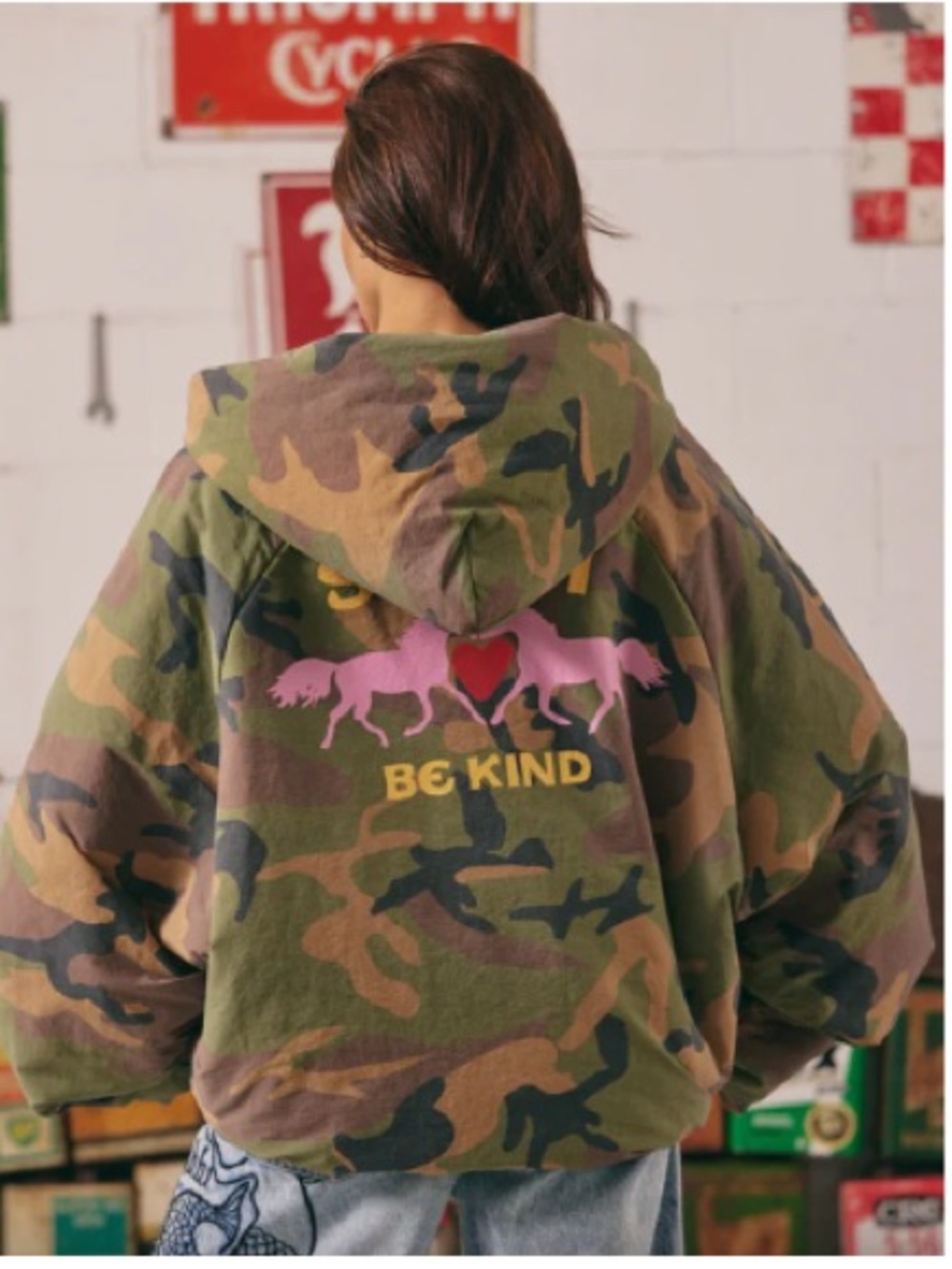 The Be Kind Camo Bomber Jacket - Green (SOLD OUT IN THIS SIZE) - Picture 6 of 9